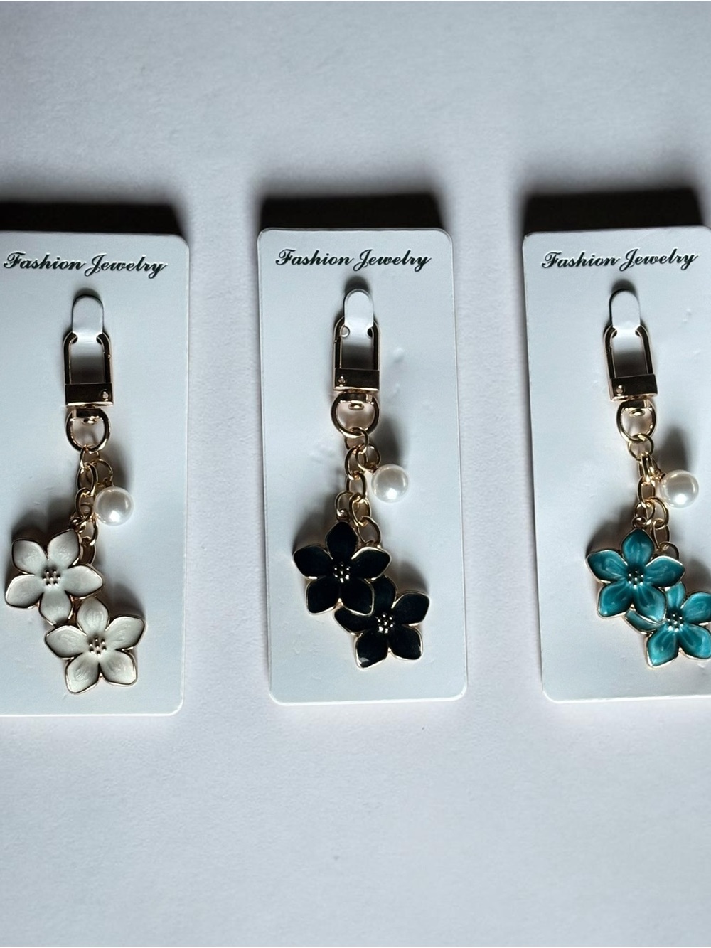 Floral Bag Charms with Pearl Accent (Pick 1)